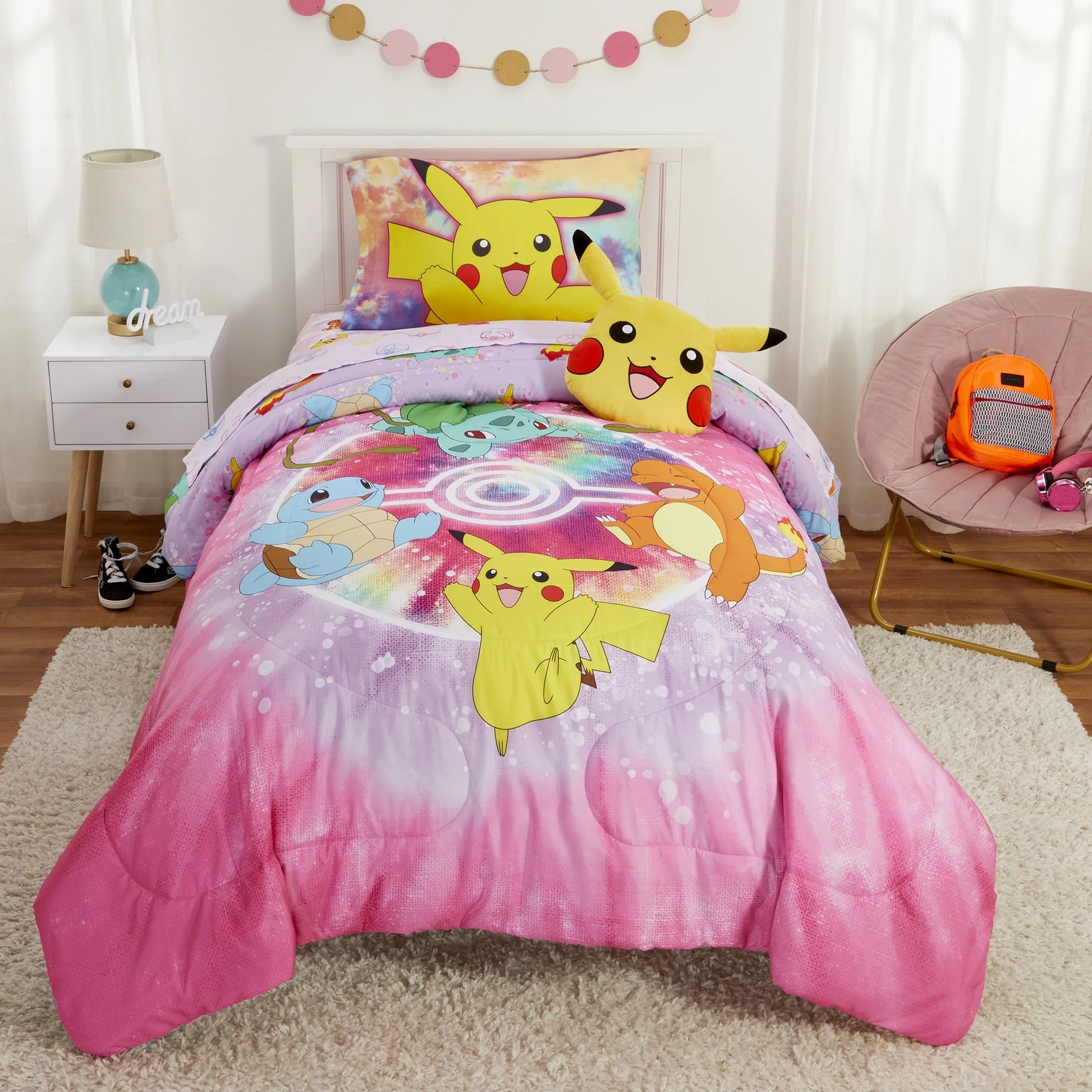 Kids Twin Bed in a Bag, Tie-Dye, Gaming Bedding, Comforter and Sheets