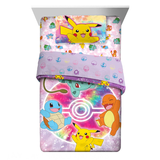 Kids Twin Bed in a Bag, Tie-Dye, Gaming Bedding, Comforter and Sheets