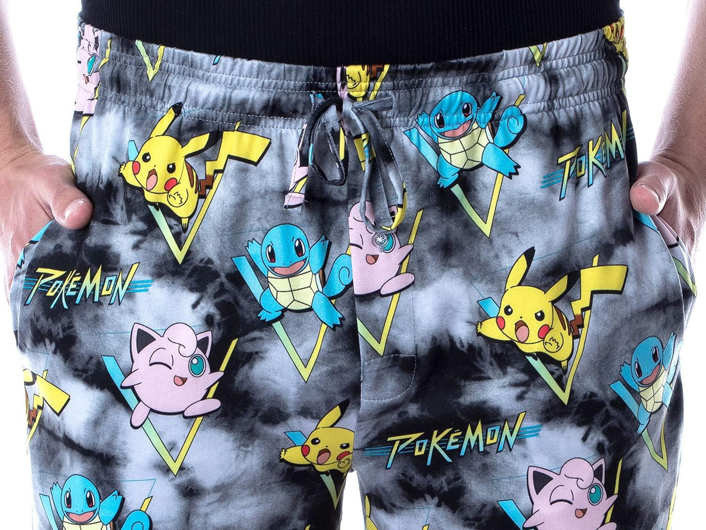 Pokémon Men'S Pikachu Squirtle and Jigglypuff Tie Dye Adult Sleep Bottoms Pajama Pants