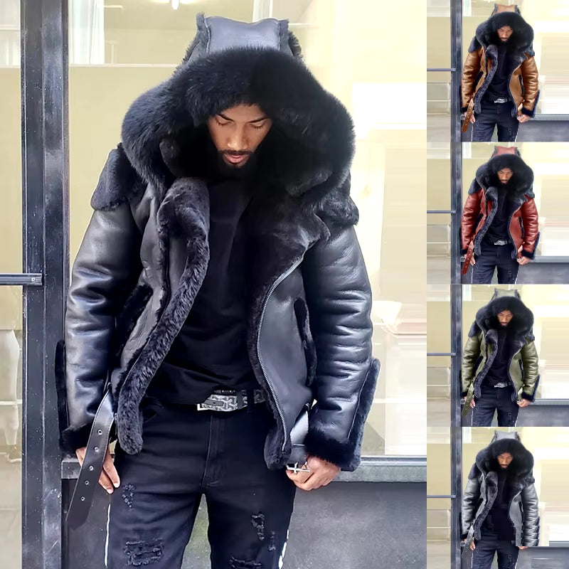 New Winter Men Jacket plus Size Men Coat Faux Fur Solid Men Clothing Pink Black