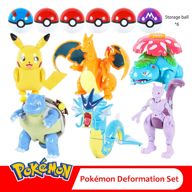 Pokemon Ball Deformation Toys Pikachu Mewtwo Gyarados Pocket Monster Pokeball Pokemon Action Figure Children Toys Gift