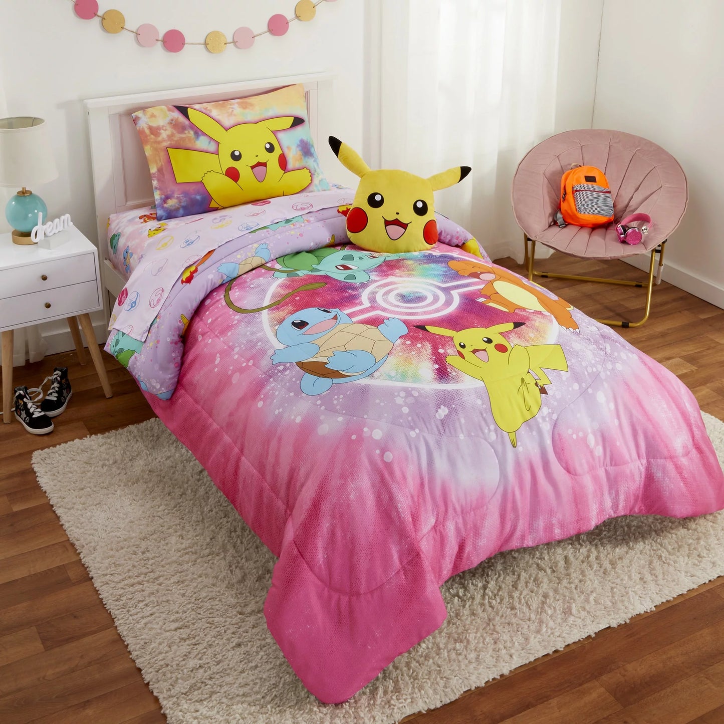 Kids Twin Bed in a Bag, Tie-Dye, Gaming Bedding, Comforter and Sheets