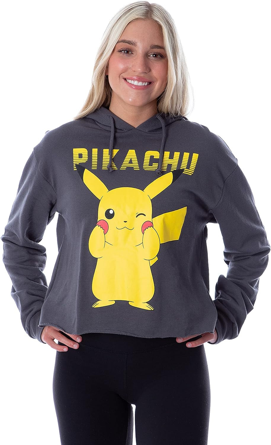 Pokemon Women'S Pikachu Blushing Red Cheeks Skimmer Pullover Hoodie