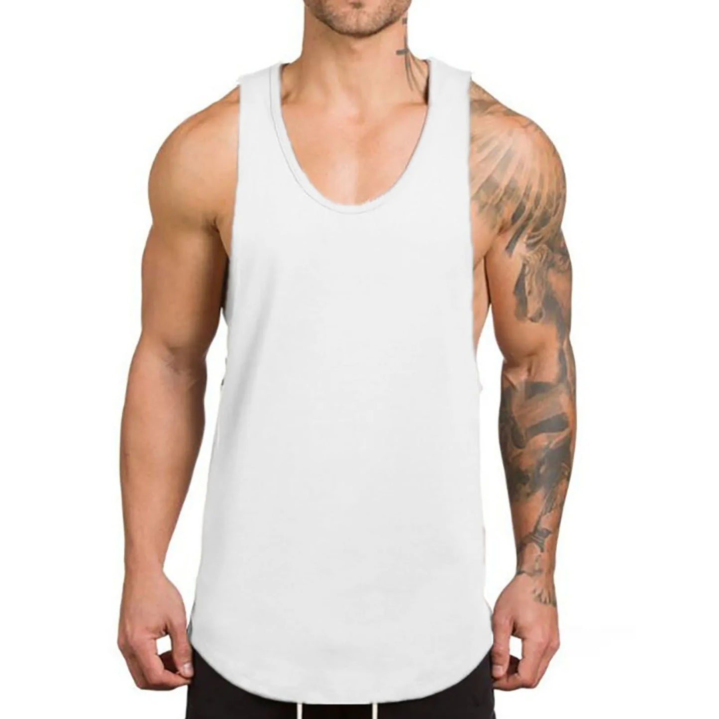 Casual Men Vest Solid Color Cotton Sleeveless Slim Vest Breathable Fitness Cotton Men Tank Top White Fashion Vest for Man 2021