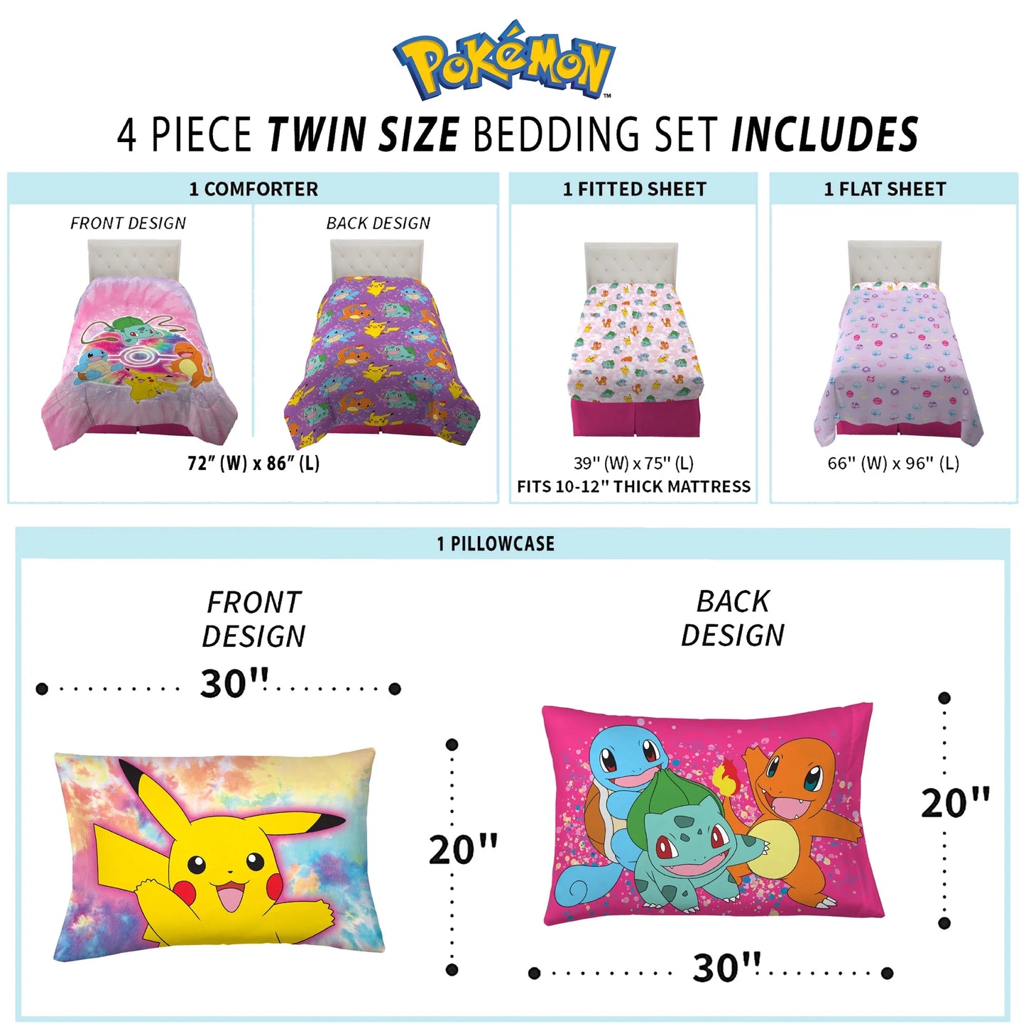 Kids Twin Bed in a Bag, Tie-Dye, Gaming Bedding, Comforter and Sheets