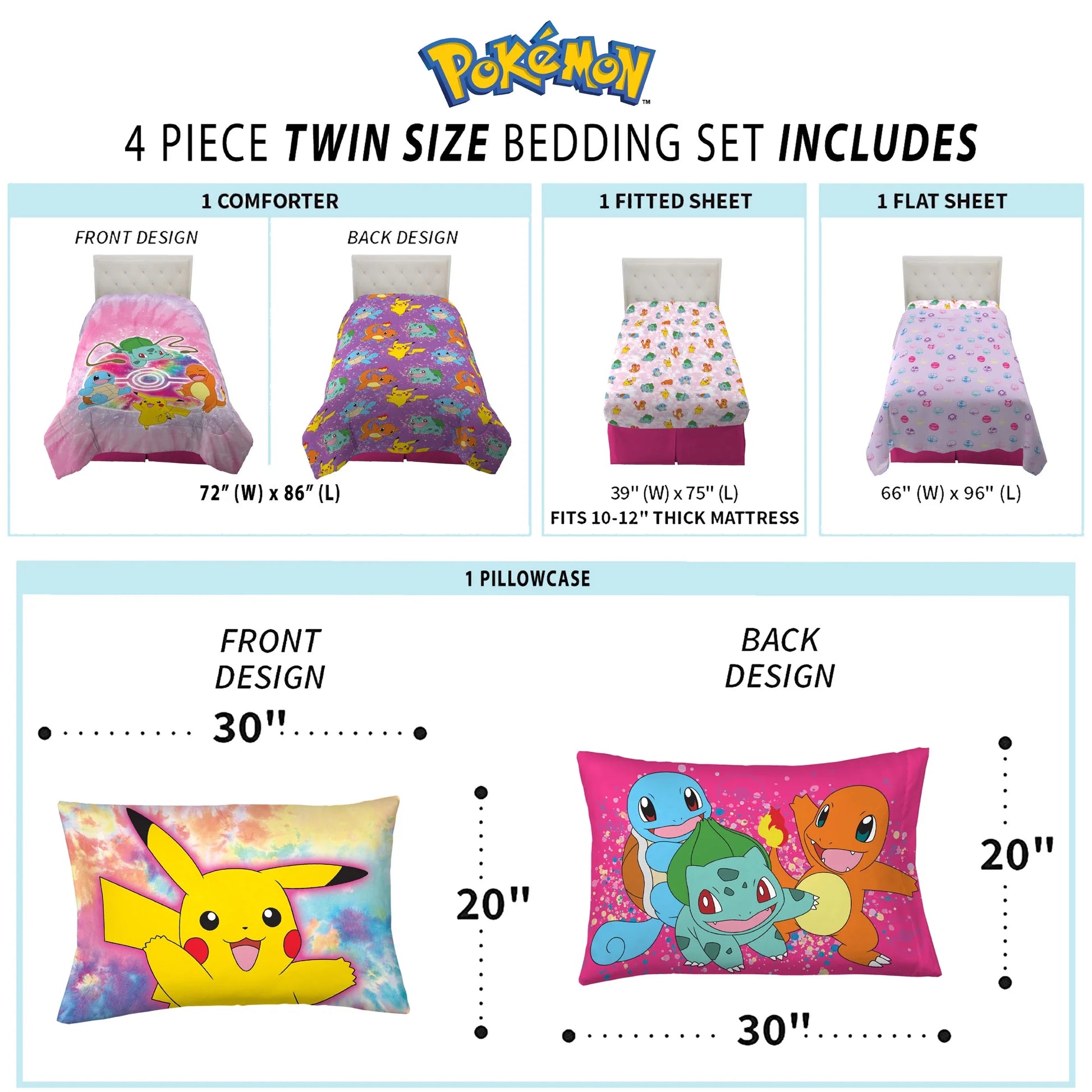 Kids Twin Bed in a Bag, Tie-Dye, Gaming Bedding, Comforter and Sheets