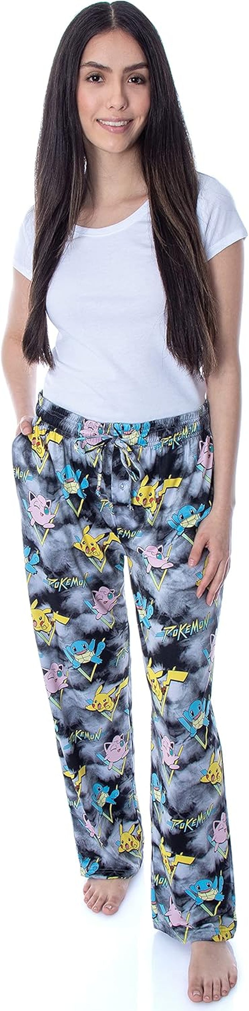 Pokémon Men'S Pikachu Squirtle and Jigglypuff Tie Dye Adult Sleep Bottoms Pajama Pants