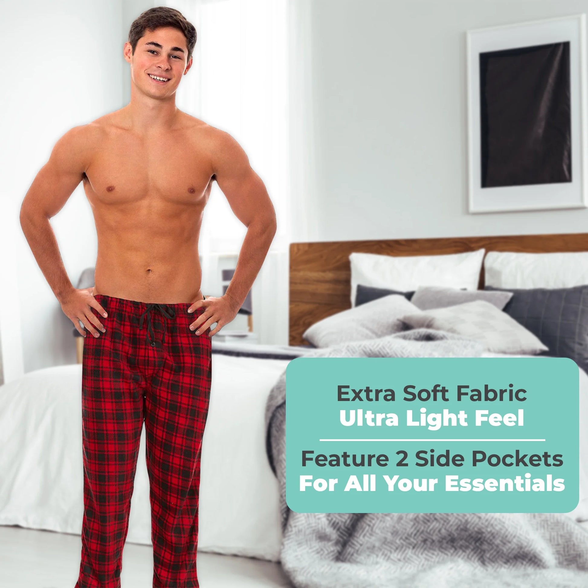 Mens 3 Pack Pajama Pants for Men, Microfleece Pajama Pants, Men'S Pajamas, Sleep Pants with Pockets, up to Size 3XL