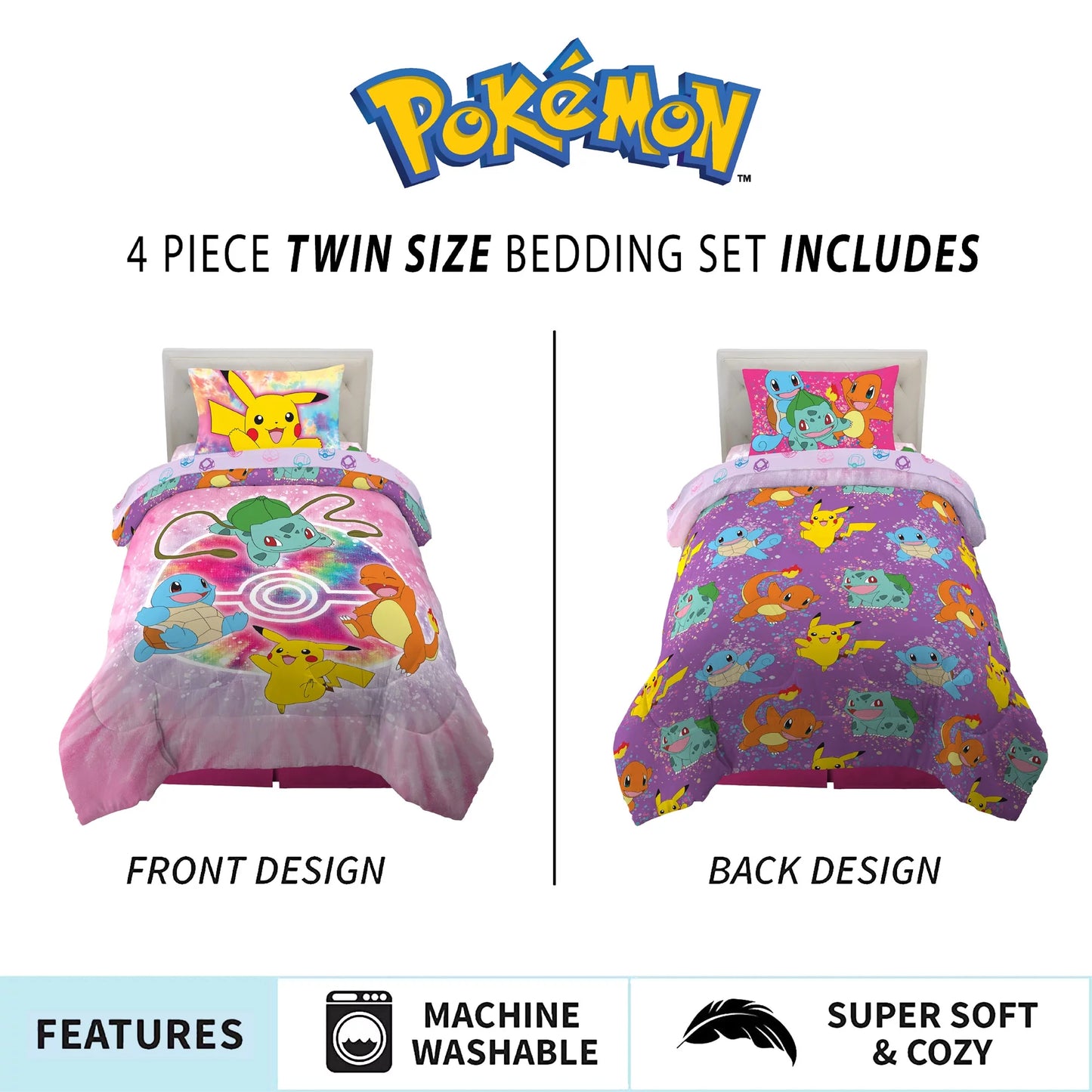 Kids Twin Bed in a Bag, Tie-Dye, Gaming Bedding, Comforter and Sheets