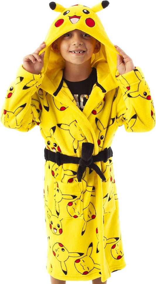 Dressing Gown Kids Boys Girls Pikachu 3D Ears Pjs Bathrobe