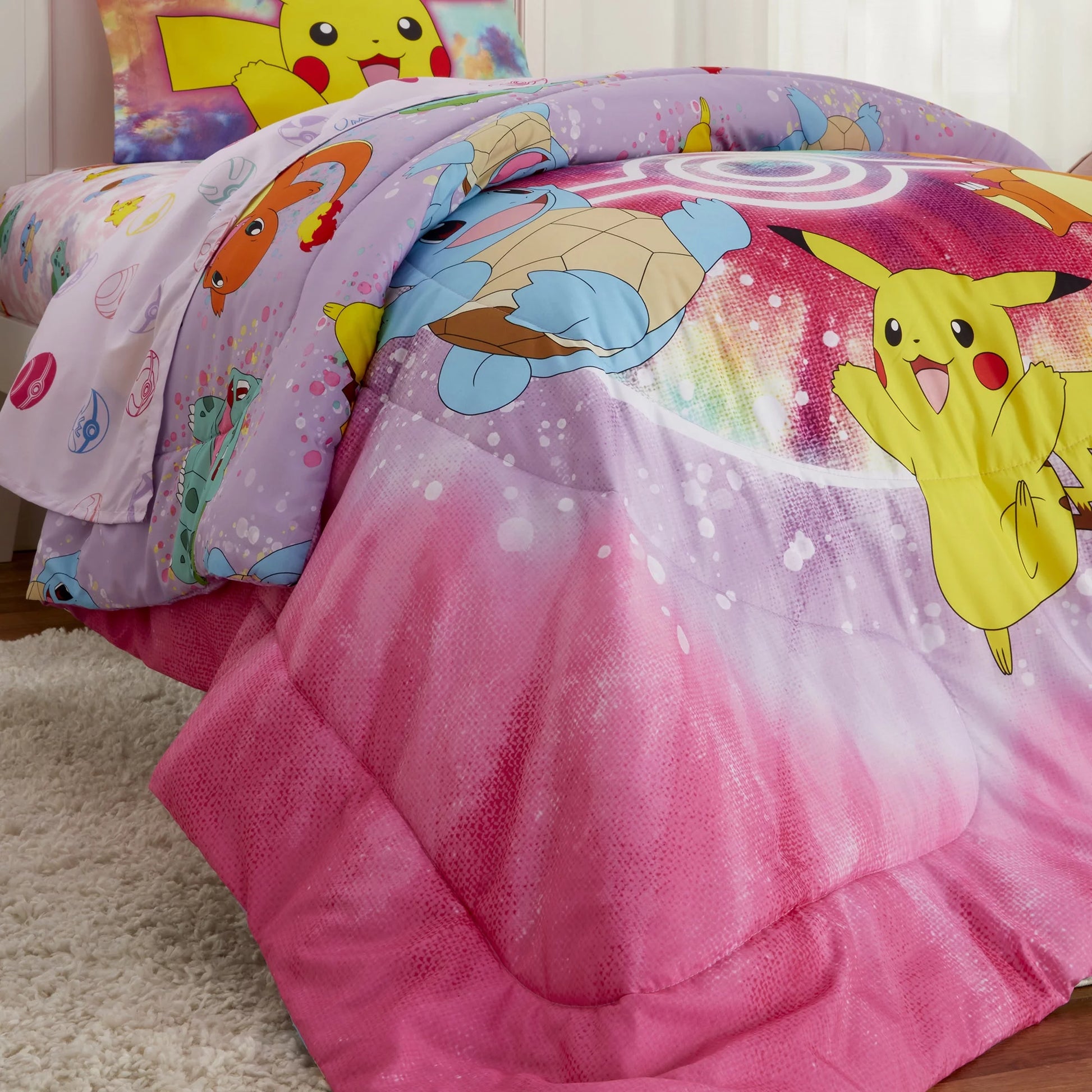 Kids Twin Bed in a Bag, Tie-Dye, Gaming Bedding, Comforter and Sheets