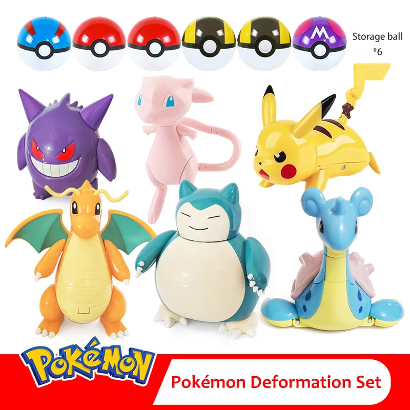 Pokemon Ball Deformation Toys Pikachu Mewtwo Gyarados Pocket Monster Pokeball Pokemon Action Figure Children Toys Gift