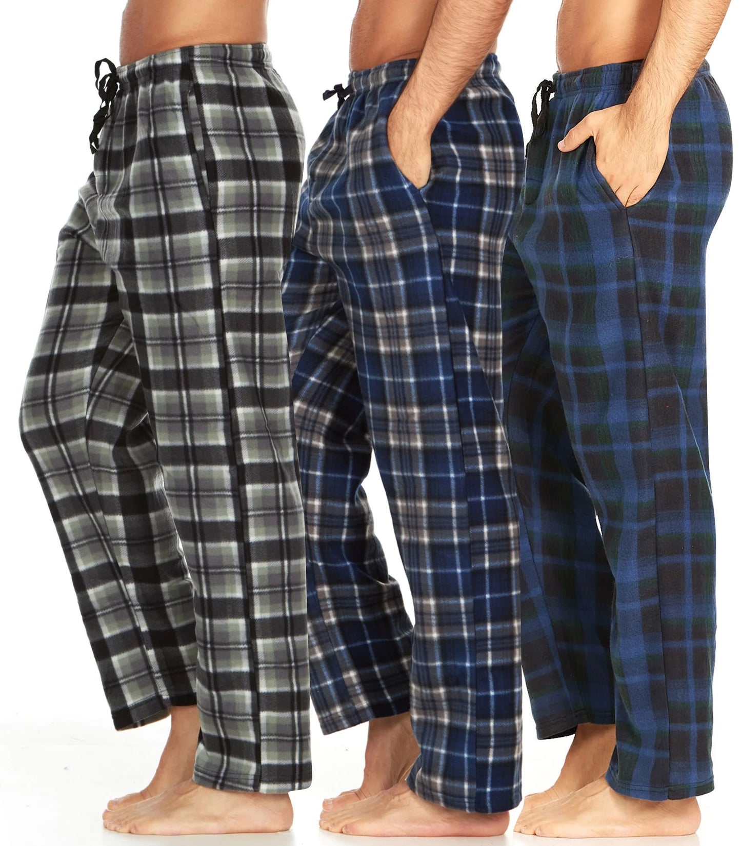 Mens 3 Pack Pajama Pants for Men, Microfleece Pajama Pants, Men'S Pajamas, Sleep Pants with Pockets, up to Size 3XL