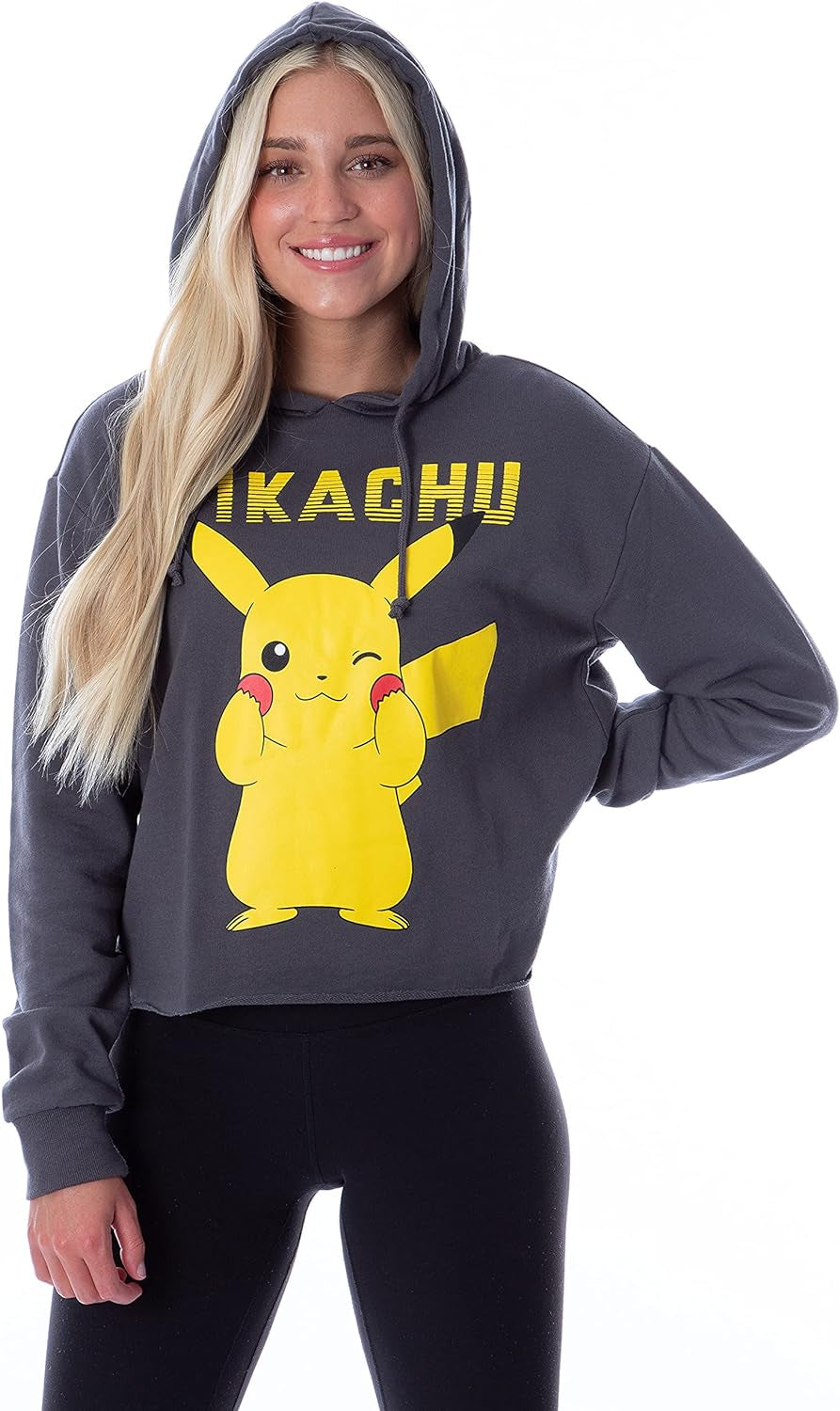 Pokemon Women'S Pikachu Blushing Red Cheeks Skimmer Pullover Hoodie