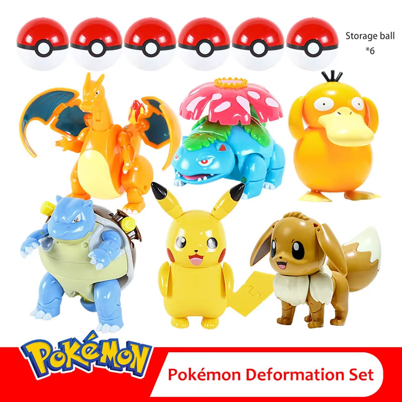 Pokemon Ball Deformation Toys Pikachu Mewtwo Gyarados Pocket Monster Pokeball Pokemon Action Figure Children Toys Gift