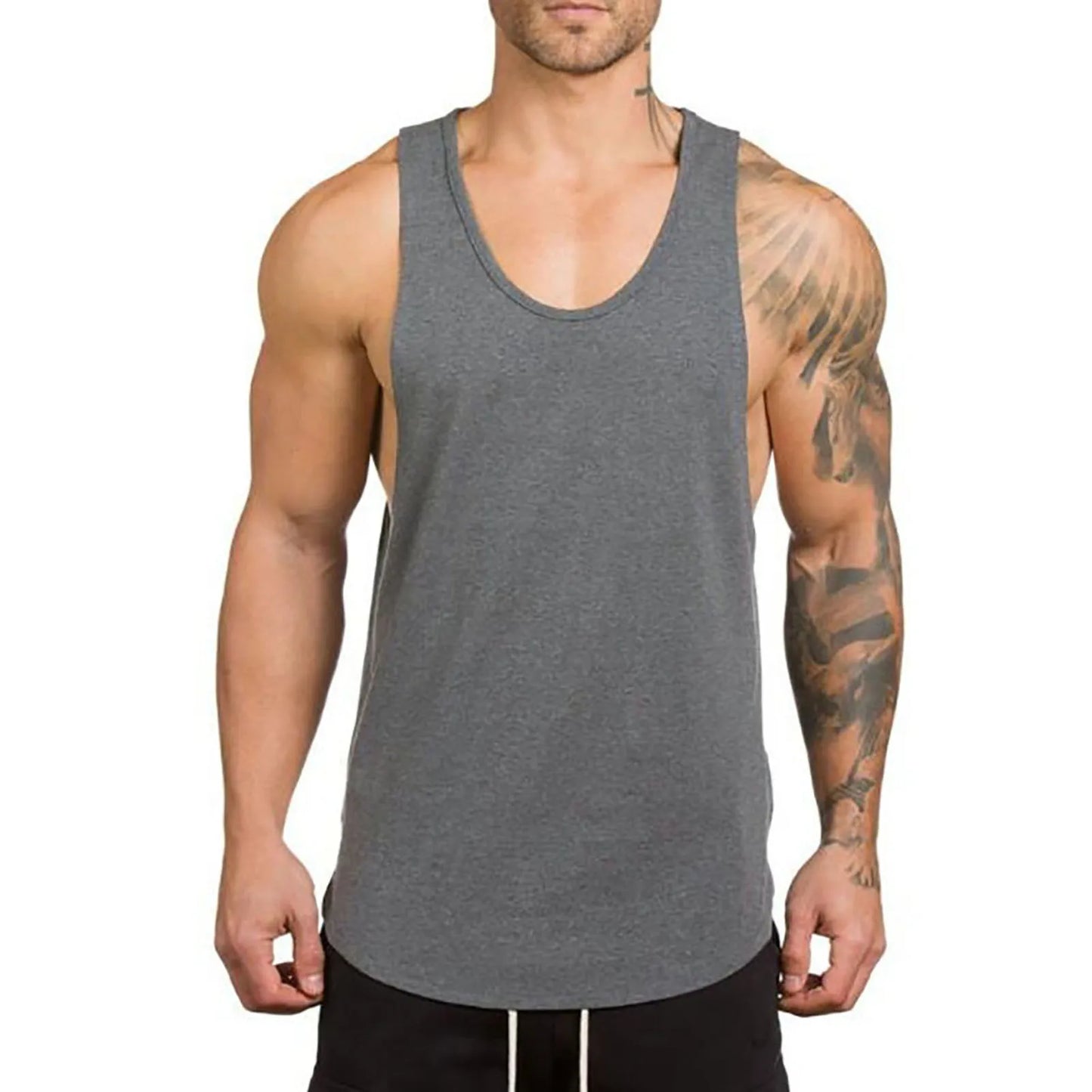 Casual Men Vest Solid Color Cotton Sleeveless Slim Vest Breathable Fitness Cotton Men Tank Top White Fashion Vest for Man 2021