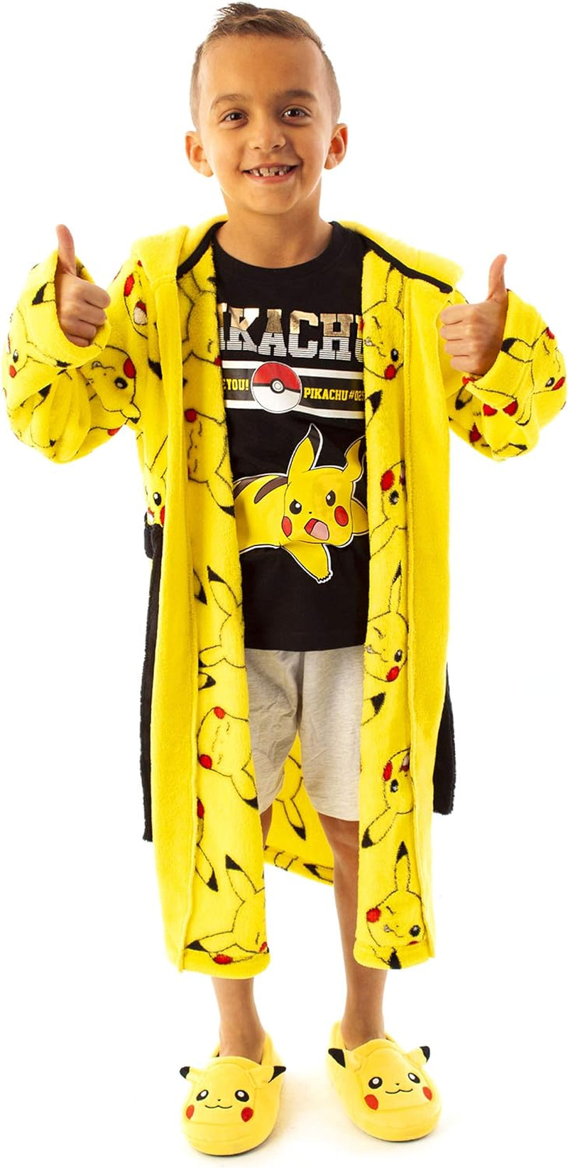 Dressing Gown Kids Boys Girls Pikachu 3D Ears Pjs Bathrobe