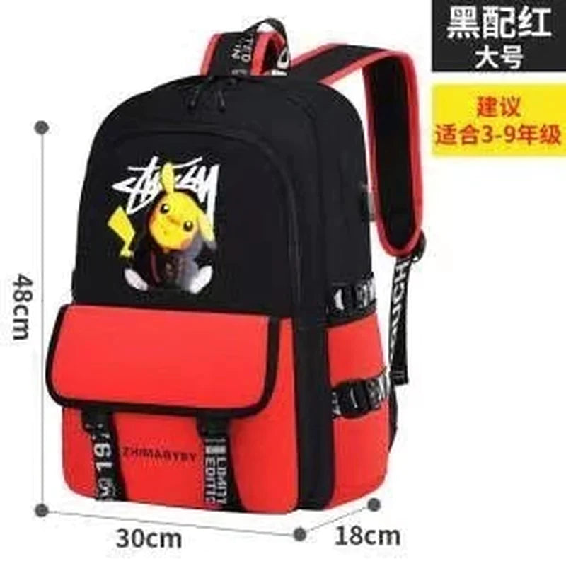 Pokemon Go Primary School Schoolbag Pikachu Boys Cartoon Children Backpack Space Schoolbag Reflective Waterproof Breathable Bag